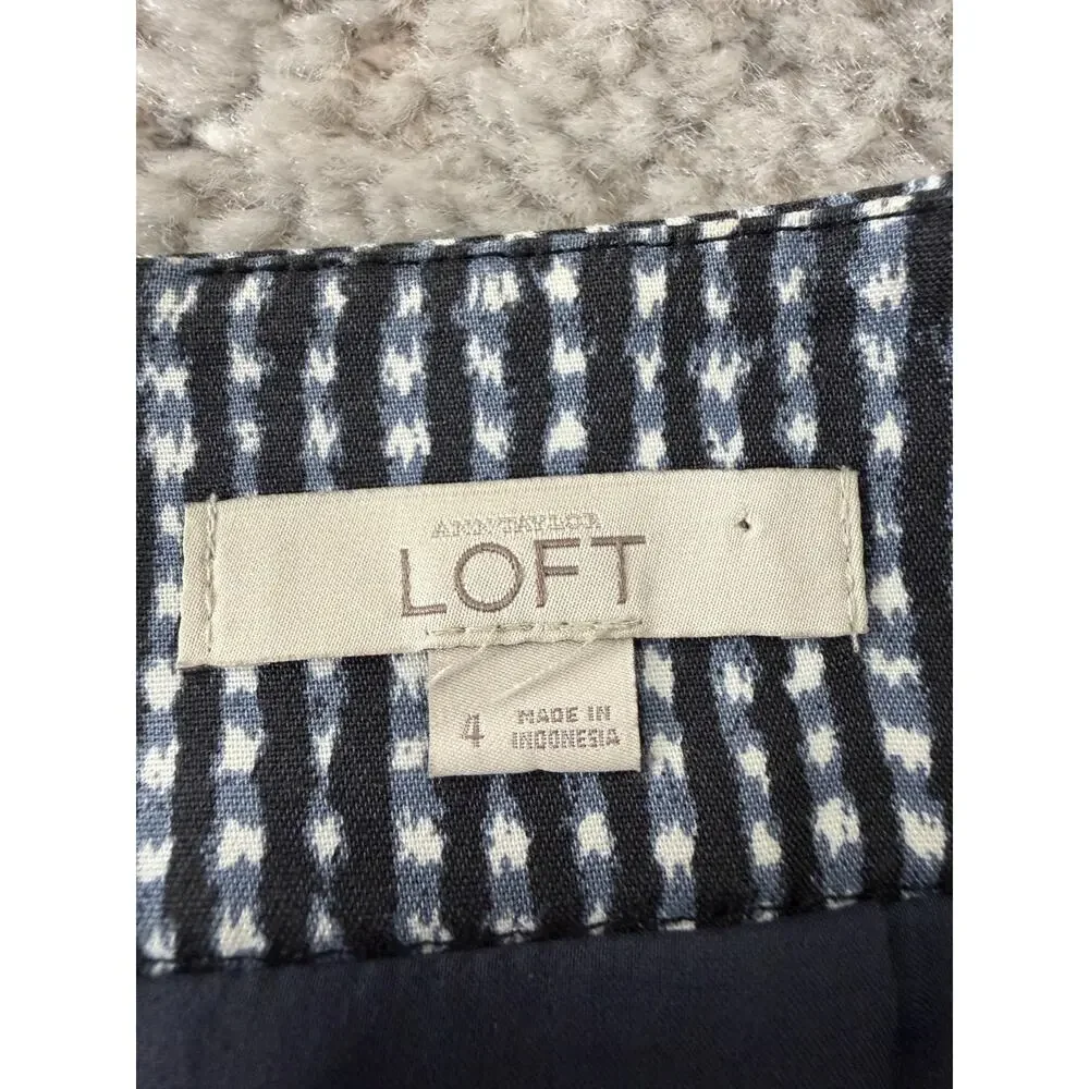 Ann‎ Taylor LOFT Size 4 Houndstooth Lined Stretch A Lined Knee Length Zip